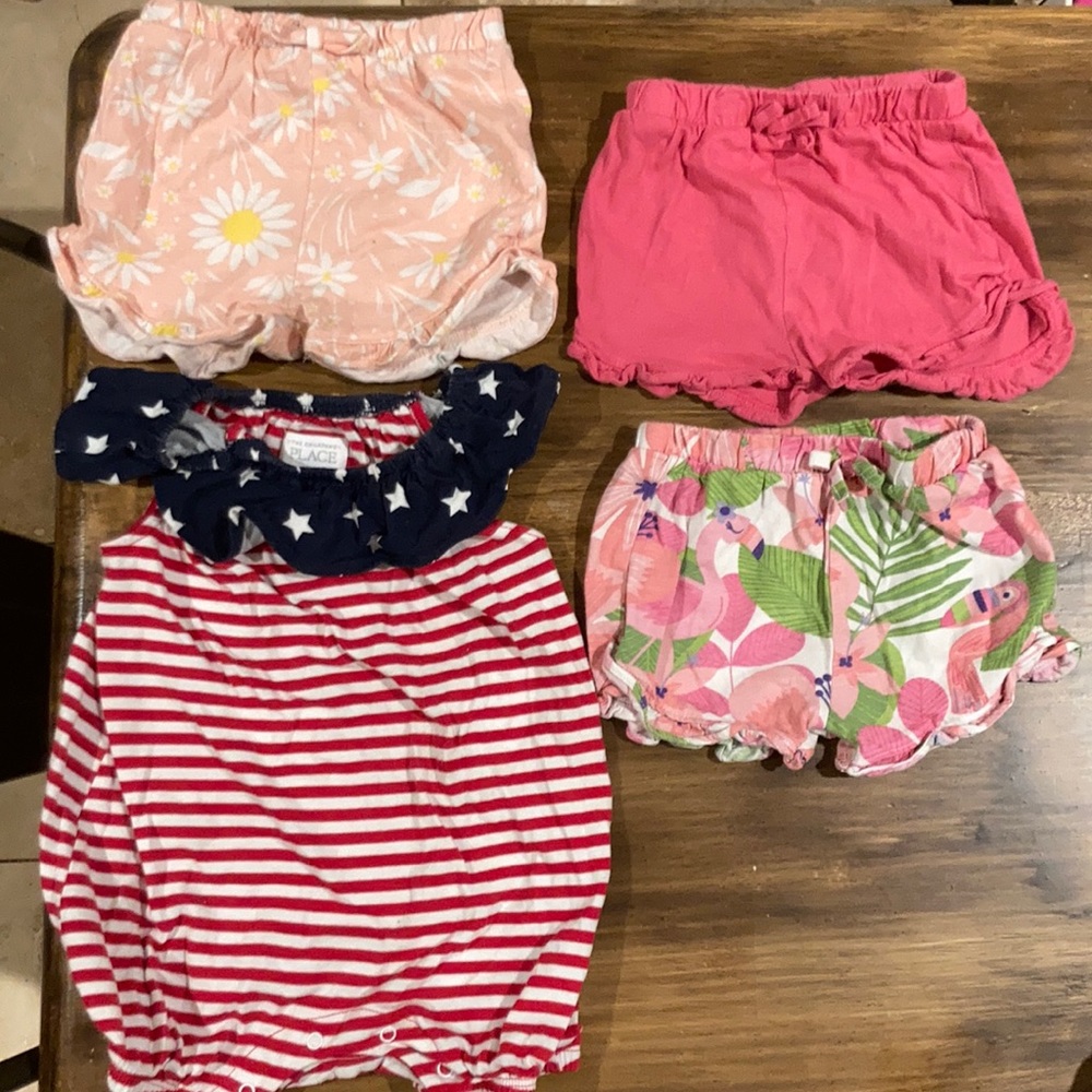 Baby girl shorts & romper in great condition